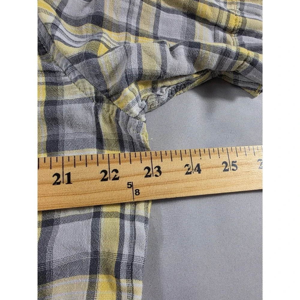 The North Face Plaid Double Weave Button Up Shirt Mens Large Yellow Grey